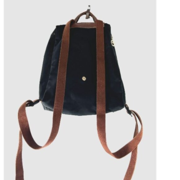 Longchamp Le Preage Black Brown Nylon Leather Backpack small capsule minimalist - Picture 2 of 16